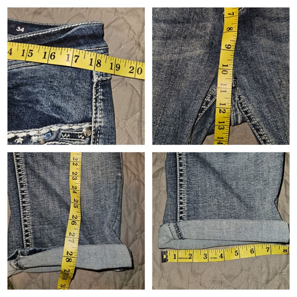 Grace in LA Women's Embellished Flap 5-Pocket Denim Capri Size 34 - Picture 14 of 14